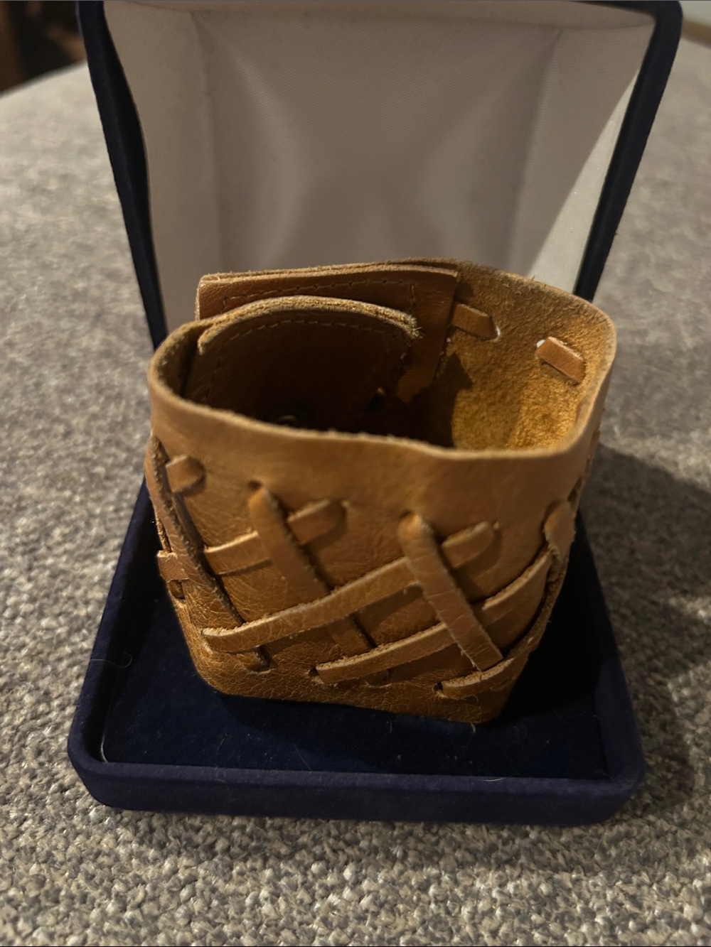 Handcrafted Brown Leather Cuff Bracelet - Men Accessories